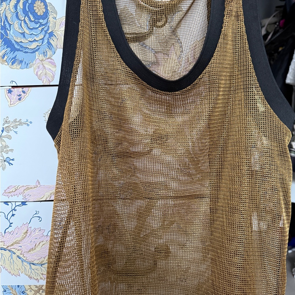 Zara Gold and Black Mesh Tank Top